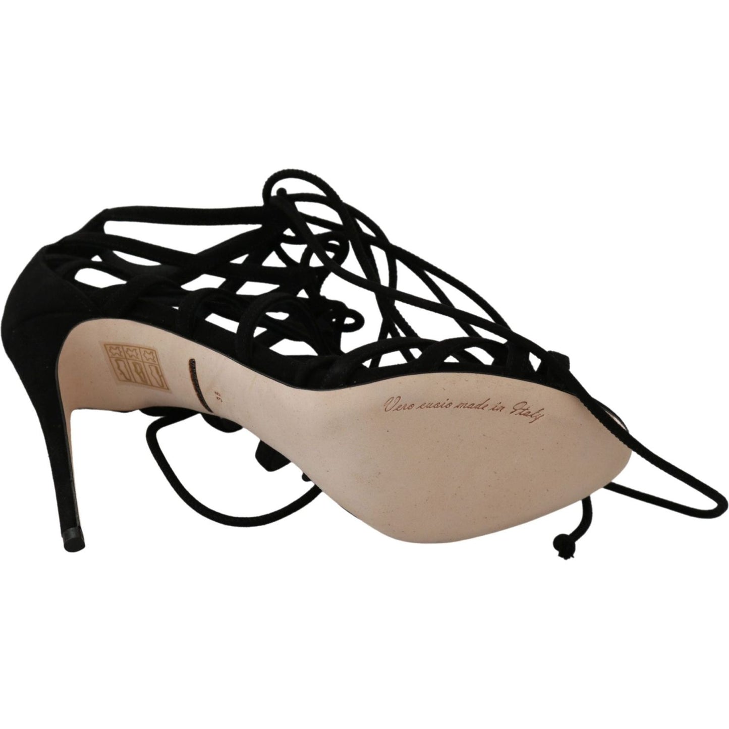Dolce & Gabbana Black Suede Strap Stilettos Shoes Sandals Dolce & Gabbana