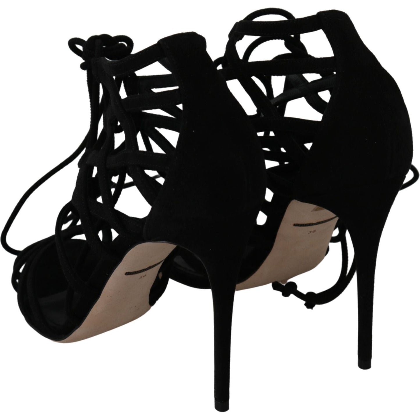 Dolce & Gabbana Black Suede Strap Stilettos Shoes Sandals Dolce & Gabbana