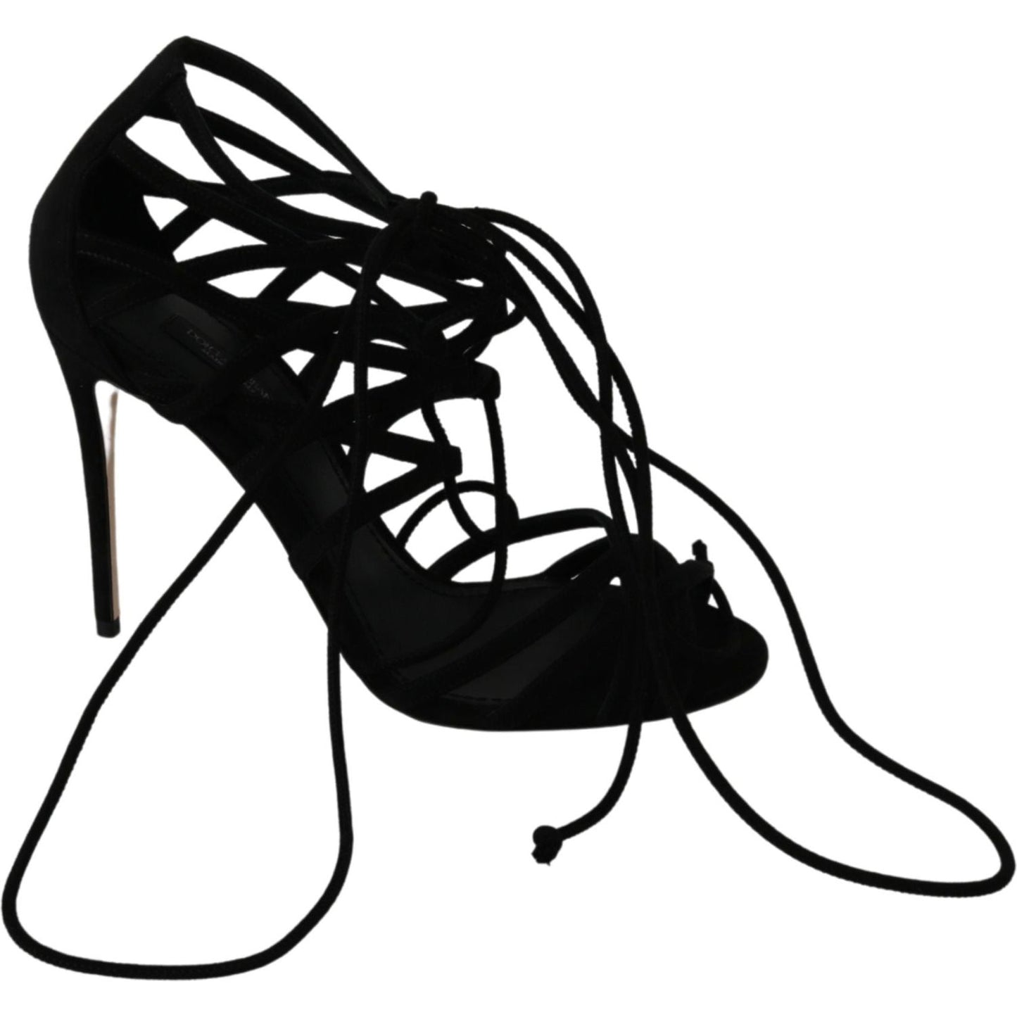 Dolce & Gabbana Black Suede Strap Stilettos Shoes Sandals Dolce & Gabbana