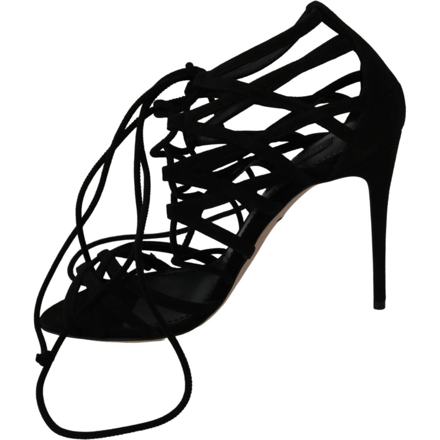 Dolce & Gabbana Black Suede Strap Stilettos Shoes Sandals Dolce & Gabbana