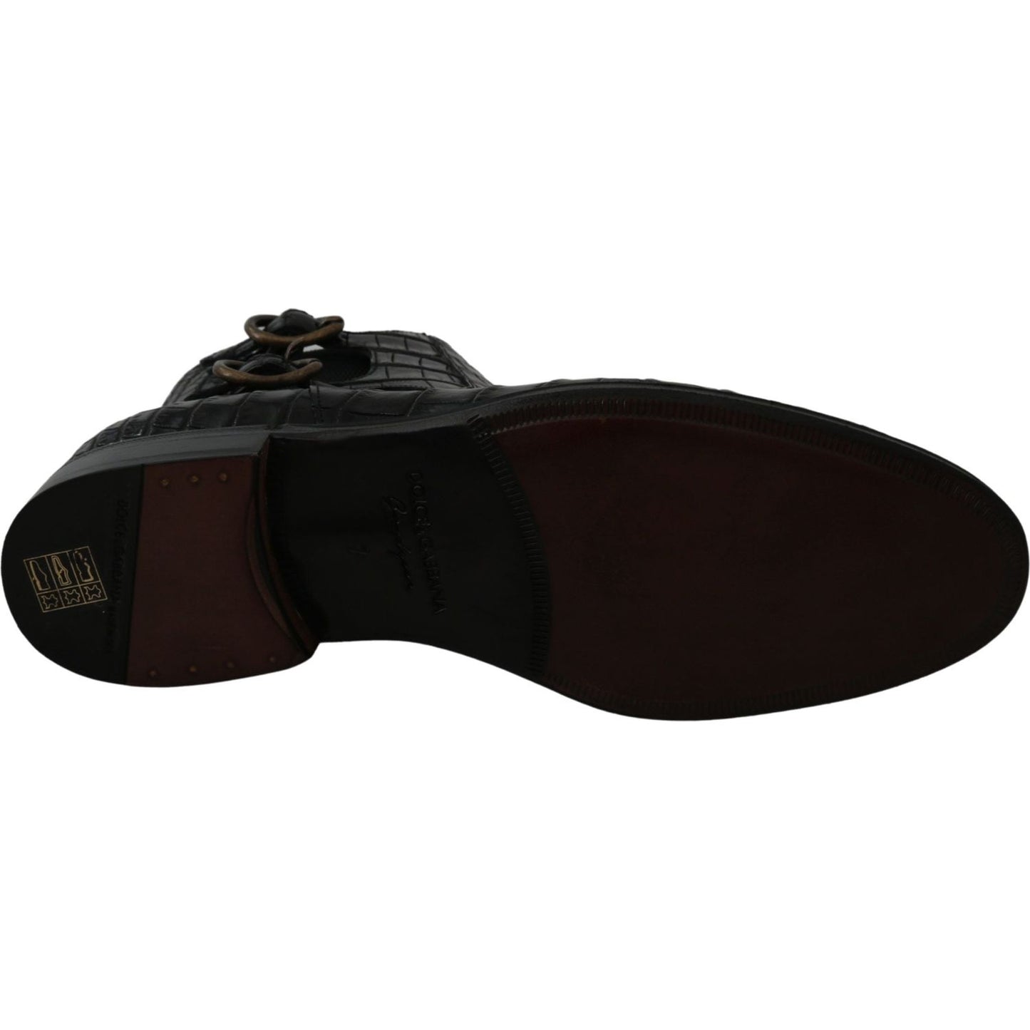 Dolce & Gabbana Black Crocodile Leather Derby Boots Shoes Dolce & Gabbana