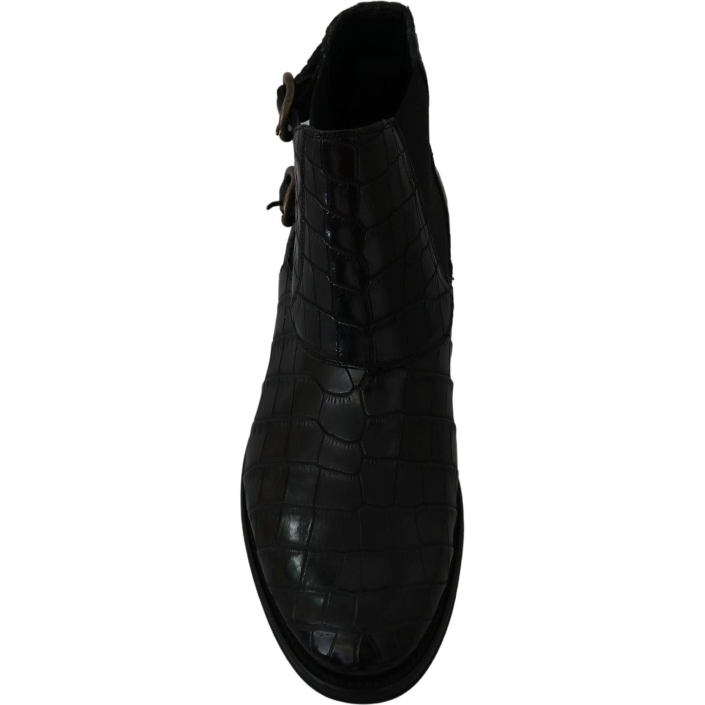Dolce & Gabbana Black Crocodile Leather Derby Boots Shoes Dolce & Gabbana