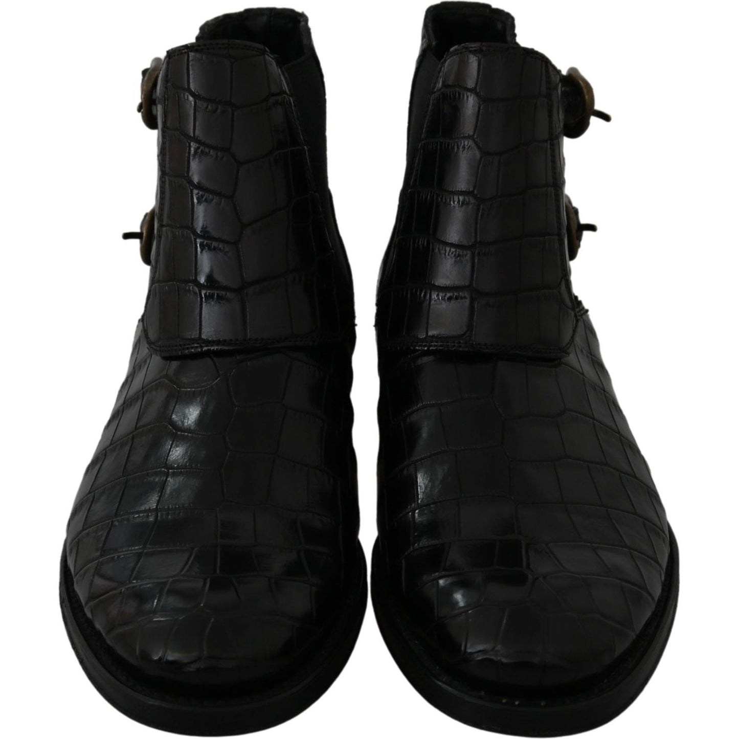 Dolce & Gabbana Black Crocodile Leather Derby Boots Shoes Dolce & Gabbana