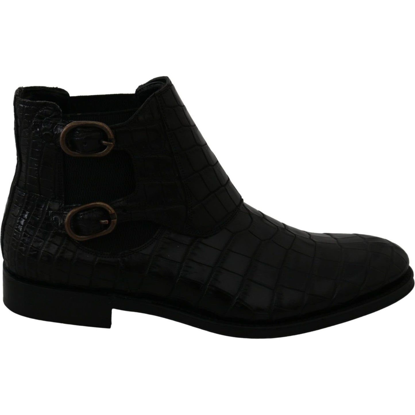 Dolce & Gabbana Black Crocodile Leather Derby Boots Shoes Dolce & Gabbana
