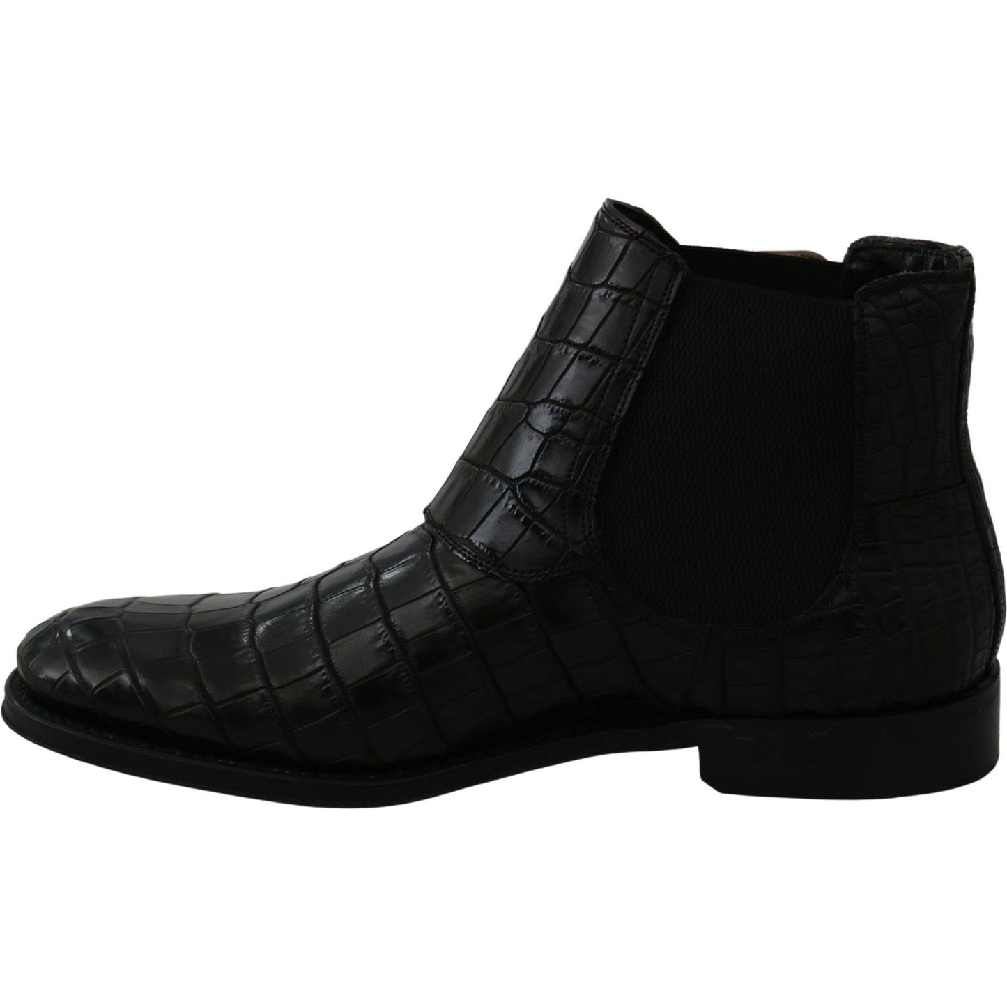 Dolce & Gabbana Black Crocodile Leather Derby Boots Shoes Dolce & Gabbana