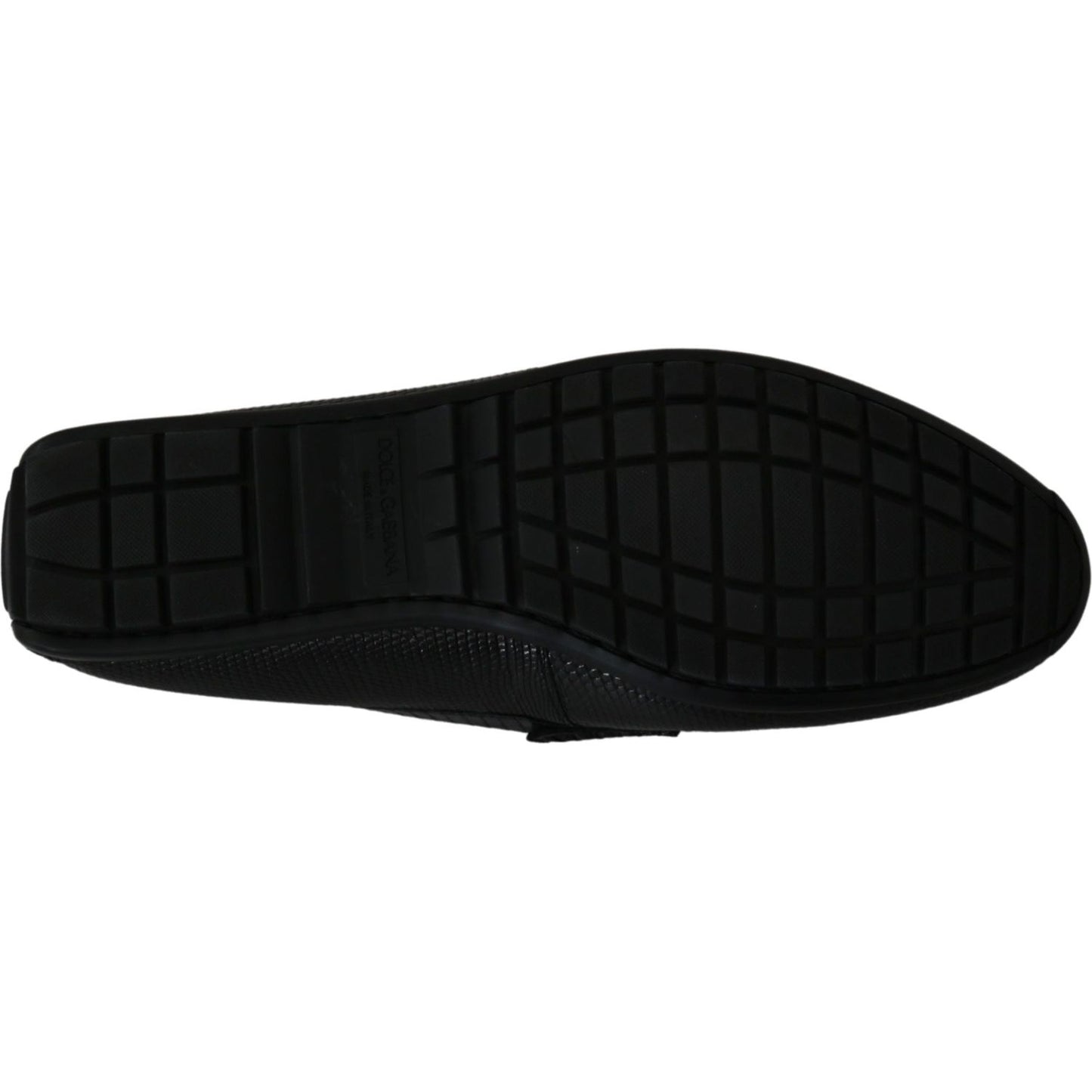 Dolce & Gabbana Black Lizard Leather Flat Loafers Shoes Dolce & Gabbana