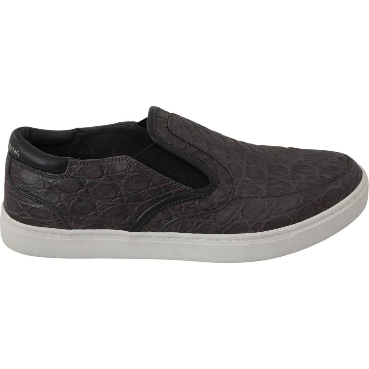 Dolce & Gabbana Gray Leather Flat Caiman Mens Loafers Shoes Dolce & Gabbana