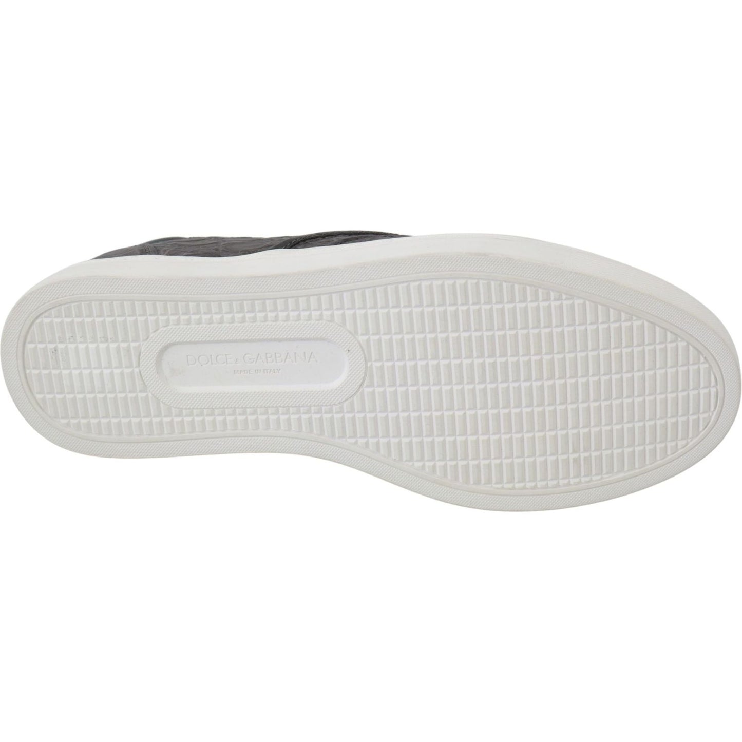 Dolce & Gabbana Gray Leather Flat Caiman Mens Loafers Shoes Dolce & Gabbana