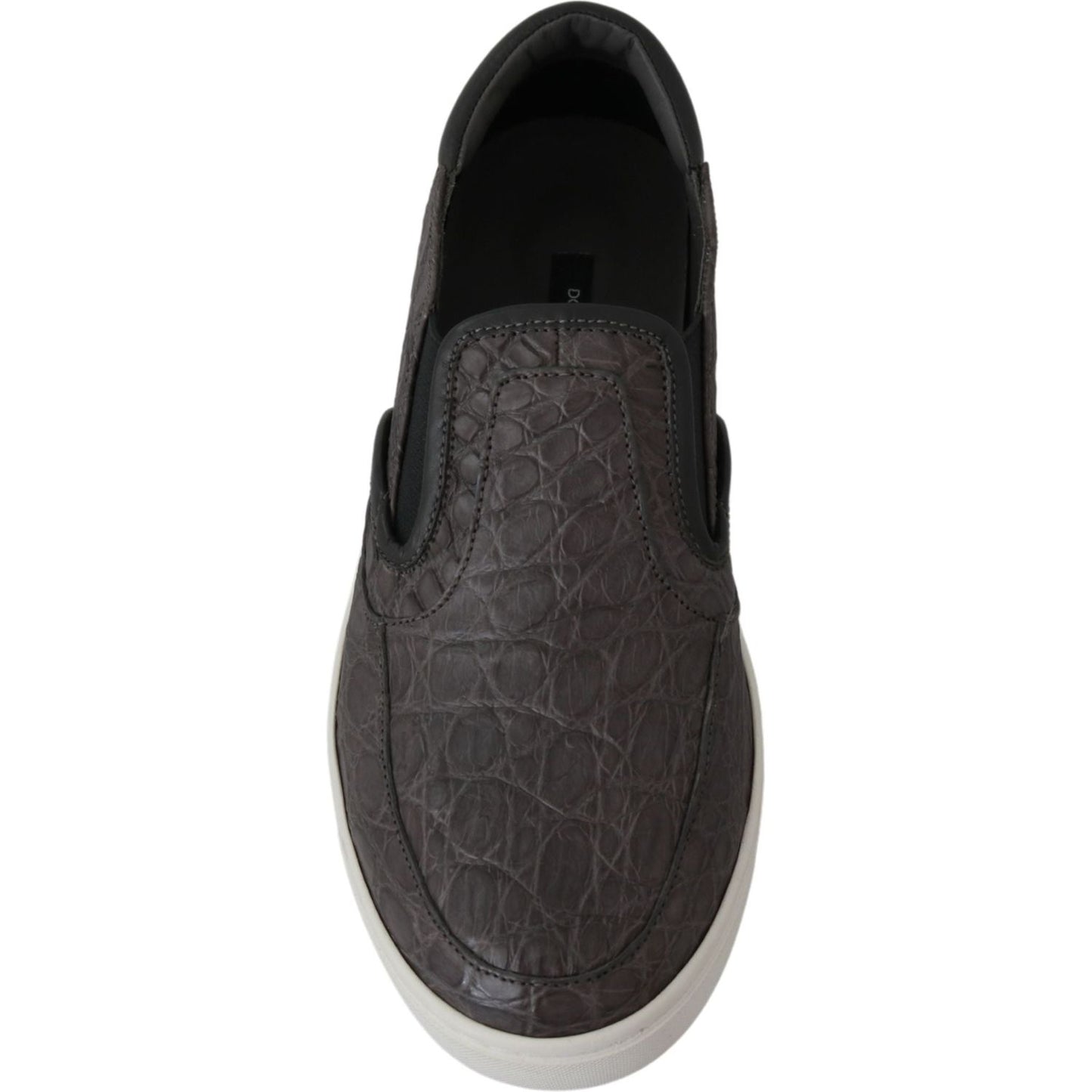 Dolce & Gabbana Gray Leather Flat Caiman Mens Loafers Shoes Dolce & Gabbana