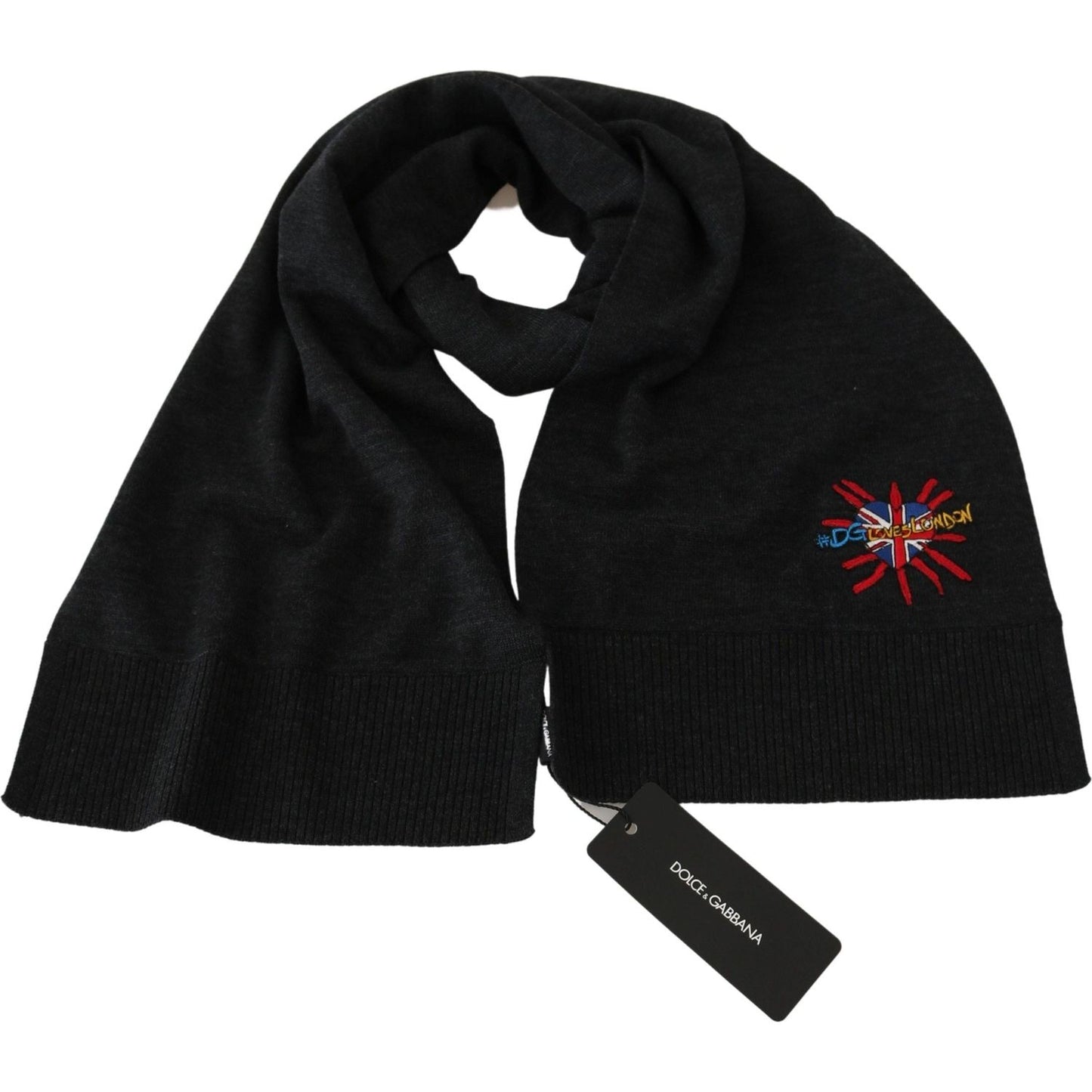 Elegant Virgin Wool Men's Scarf with Embroidery