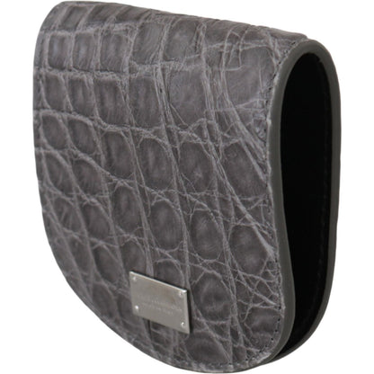 Dolce & Gabbana Gray Exotic Skin Condom Case Holder Pocket Wallet