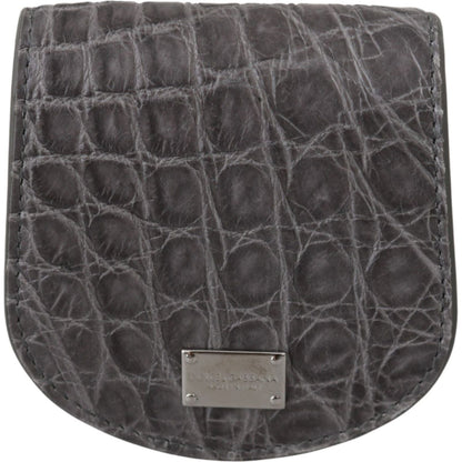 Dolce & Gabbana Gray Exotic Skin Condom Case Holder Pocket Wallet