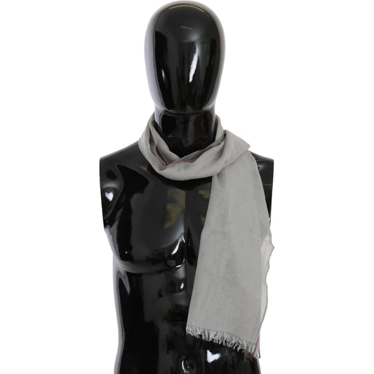 Costume National Gray Fringe Neck Wrap Cotton Scarf
