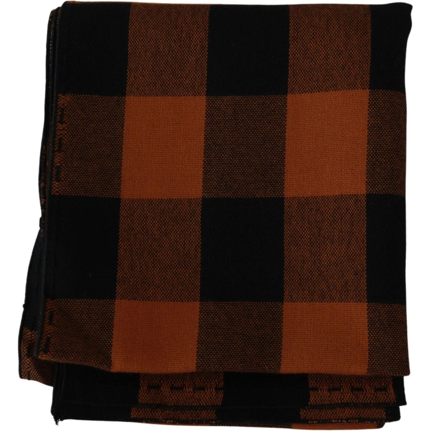 Chic Orange Check Wool Blend Scarf