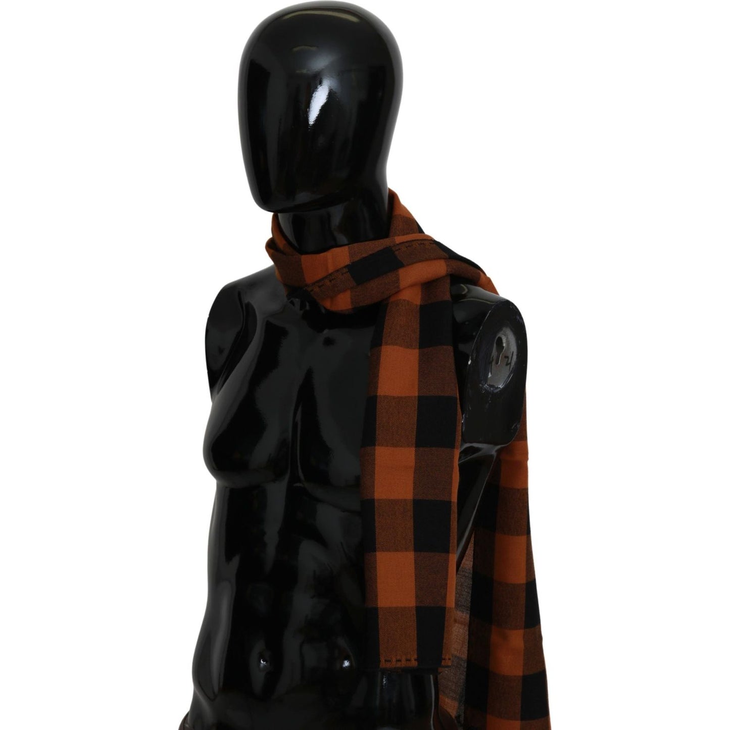 Chic Orange Check Wool Blend Scarf