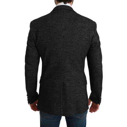 Dolce & Gabbana Gray Plaid Check Slim Fit Jacket Blazer