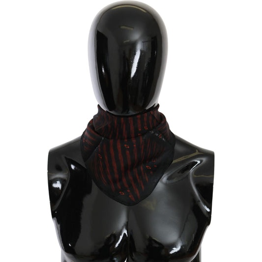 Costume National Black Orange 100% Silk Branded Scarf Costume National