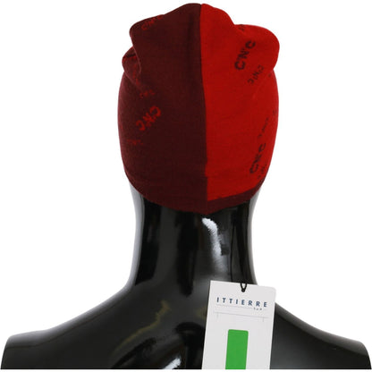 Costume National Red Wool Blend Branded Beanie Hat Costume National
