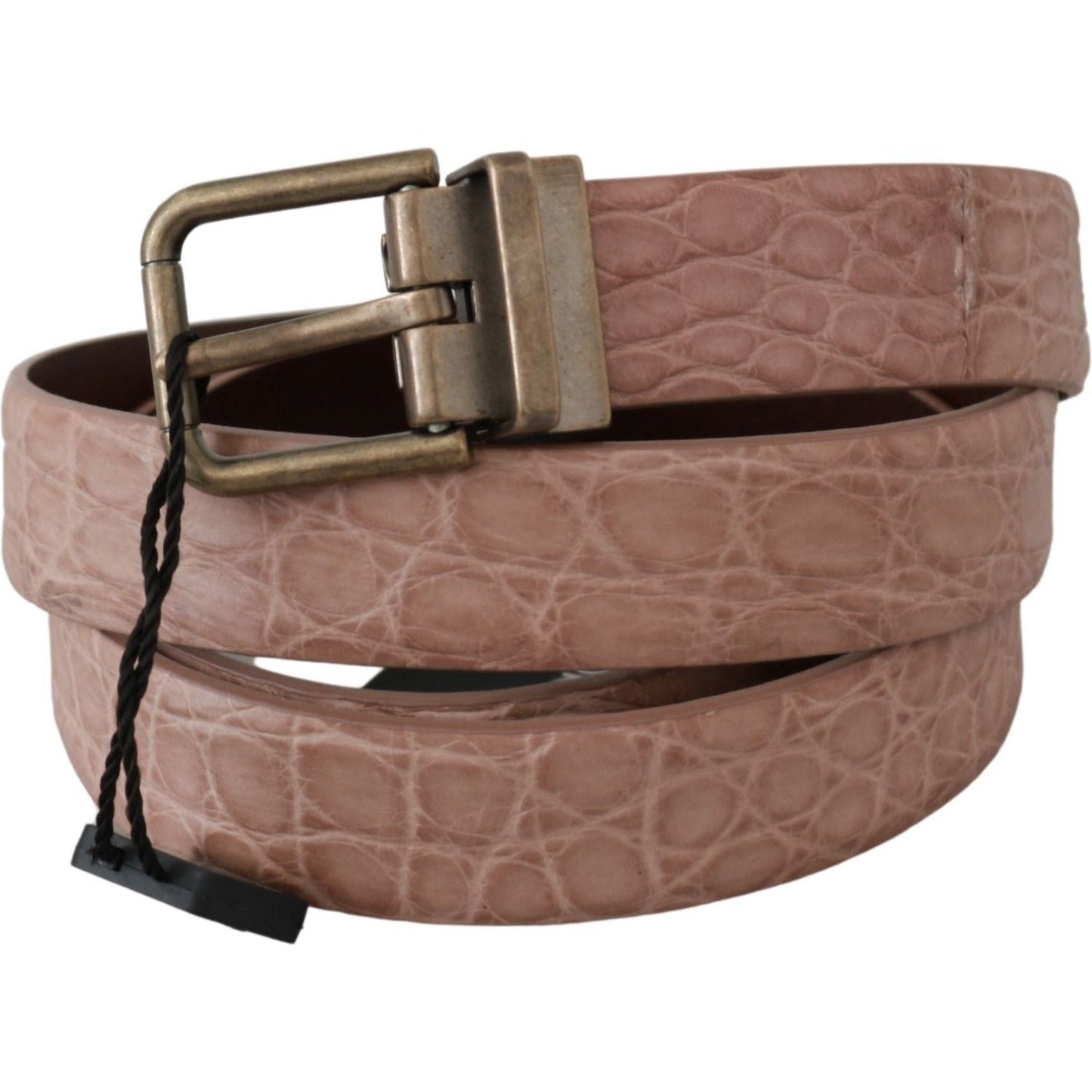 Elegant Exotic Skin Brushed Gold Buckle Belt