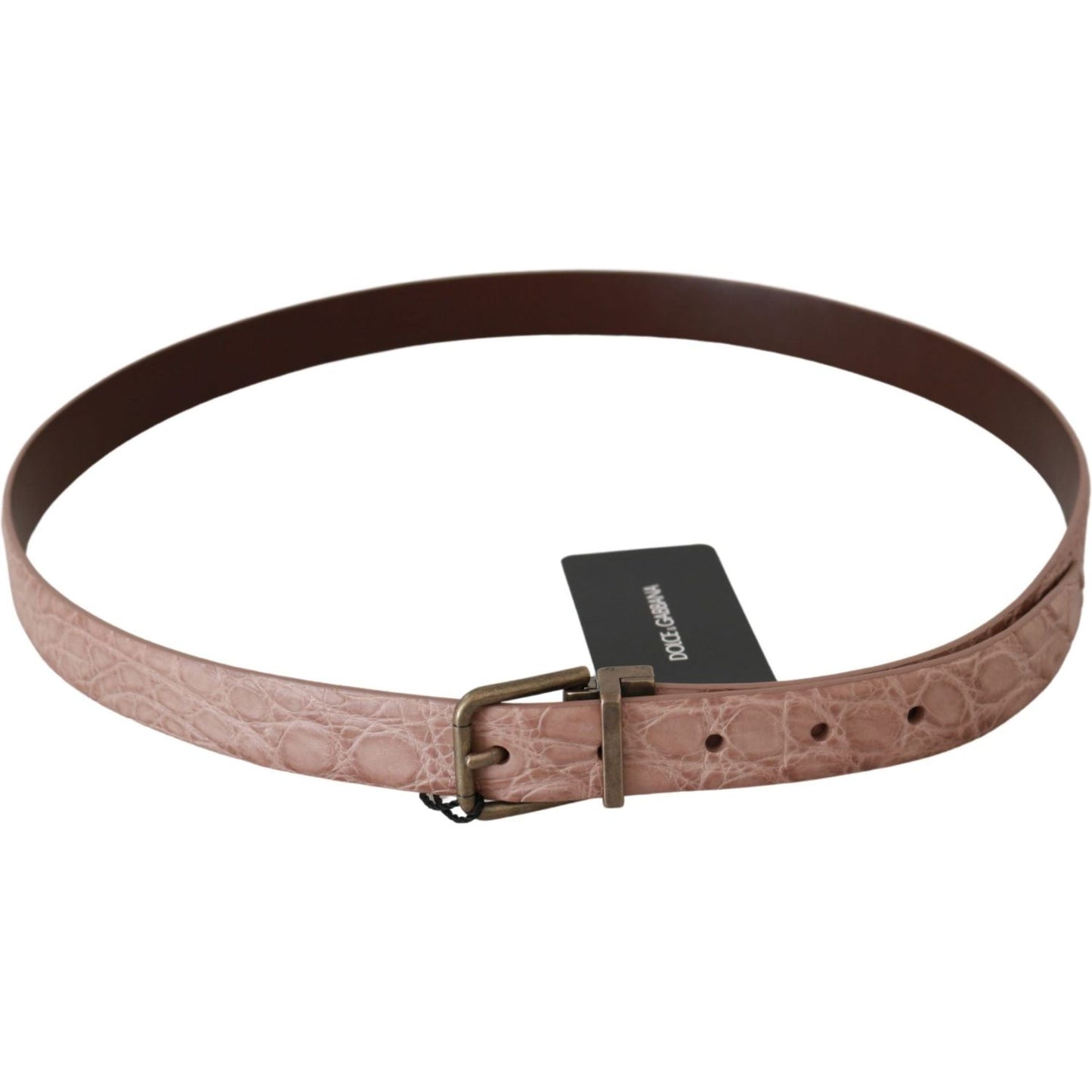 Elegant Exotic Skin Brushed Gold Buckle Belt