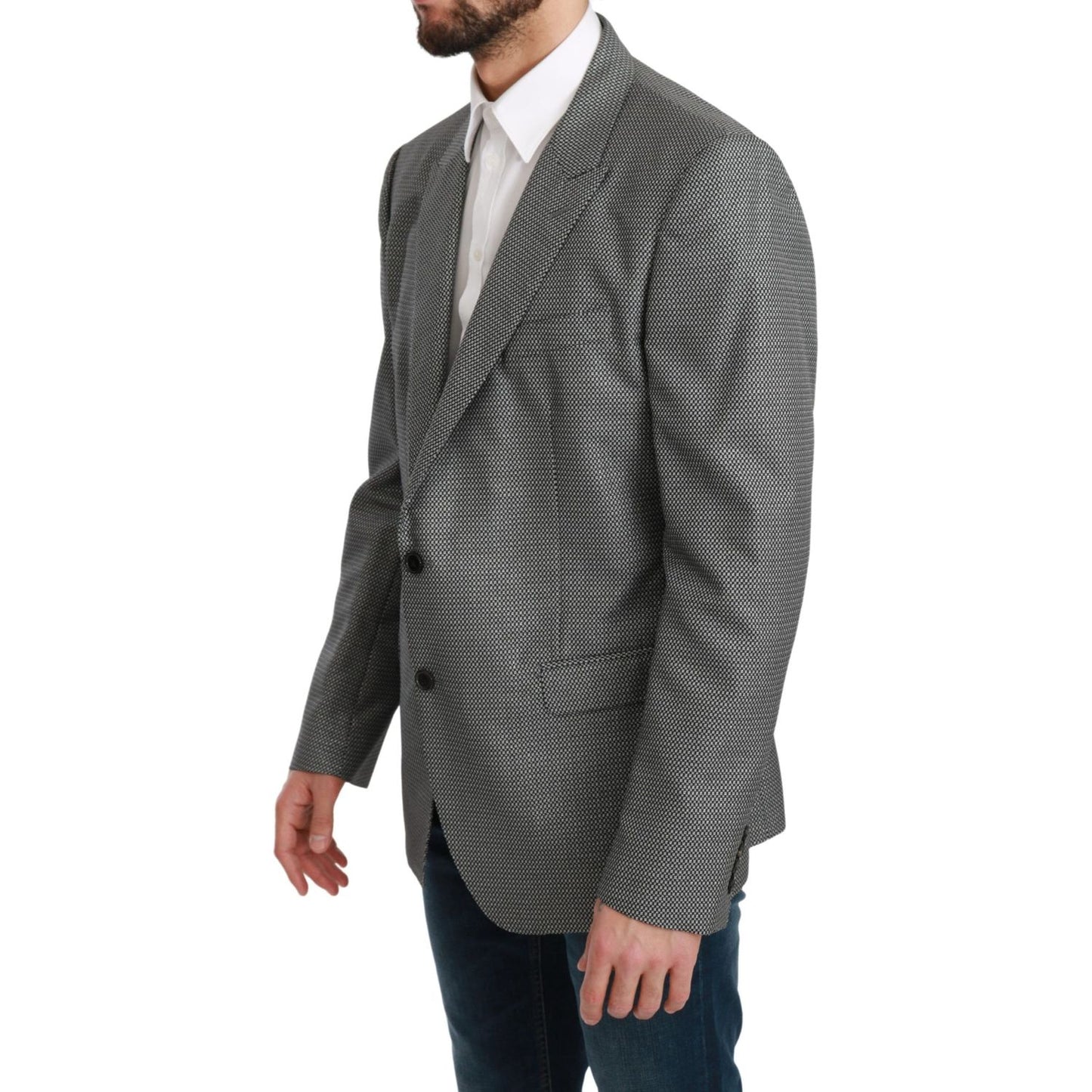 Dolce & Gabbana Gray Slim Fit Formal MARTINI Blazer Dolce & Gabbana