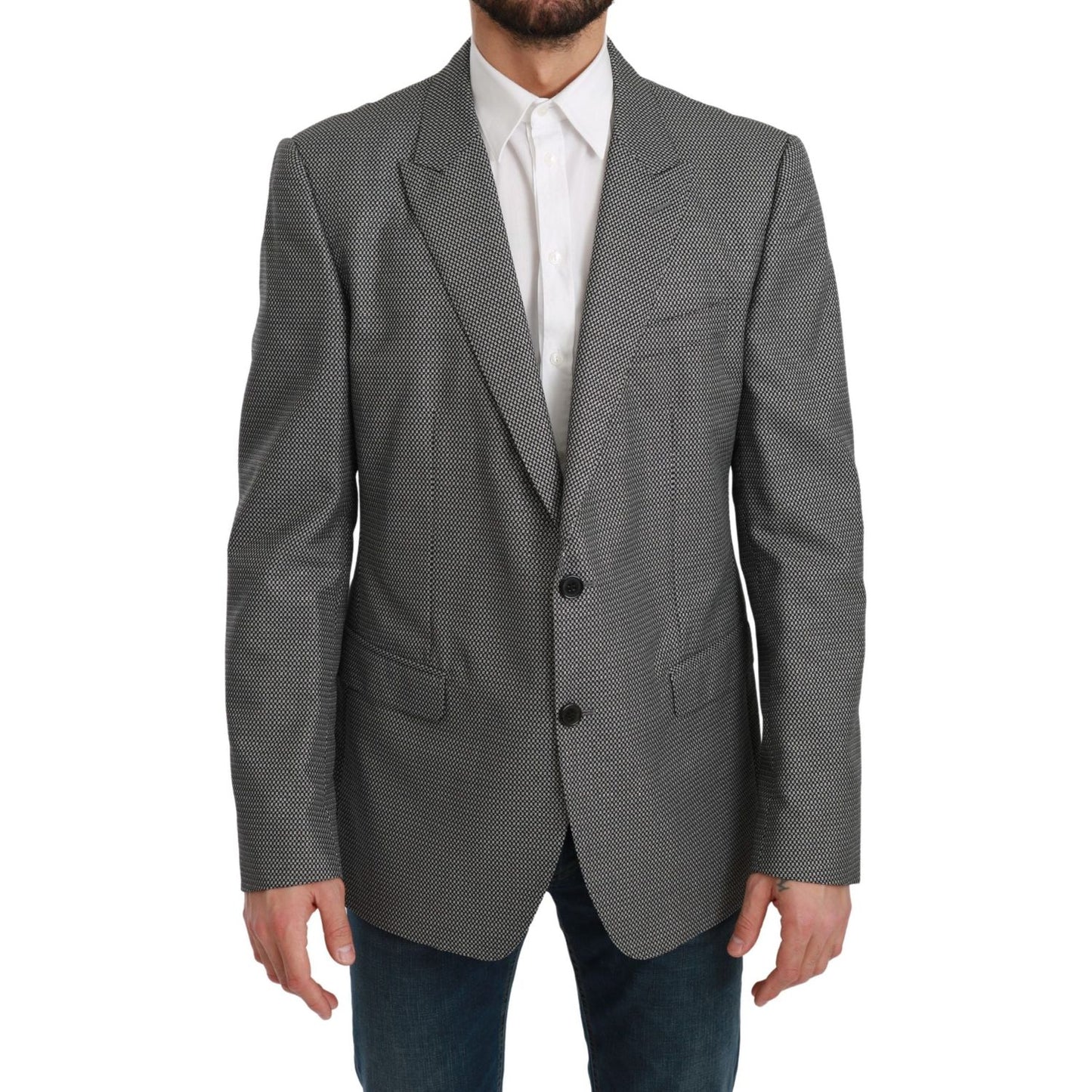 Dolce & Gabbana Gray Slim Fit Formal MARTINI Blazer Dolce & Gabbana