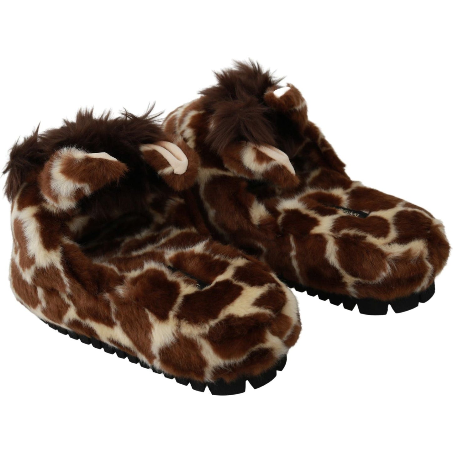 Dolce & Gabbana Brown Giraffe Slippers Flats Sandals Shoes Dolce & Gabbana