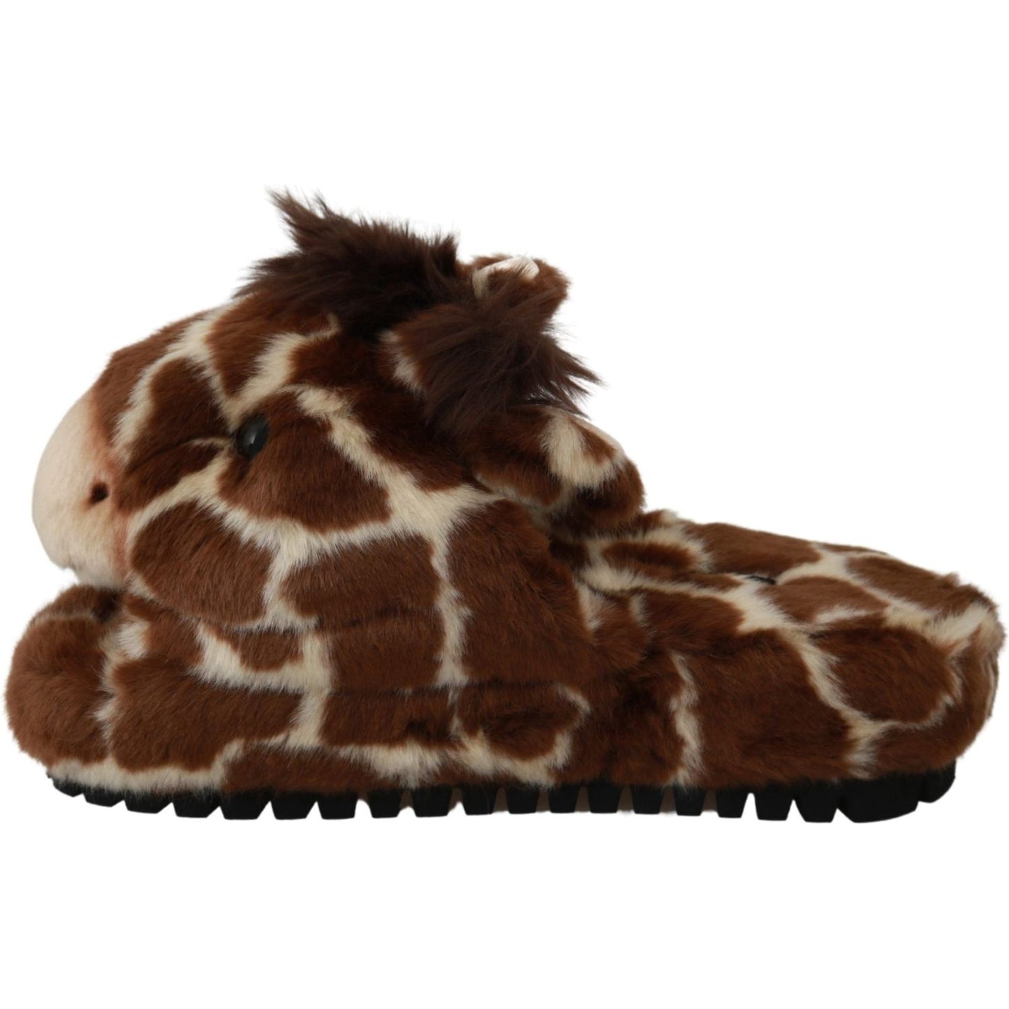 Dolce & Gabbana Brown Giraffe Slippers Flats Sandals Shoes Dolce & Gabbana