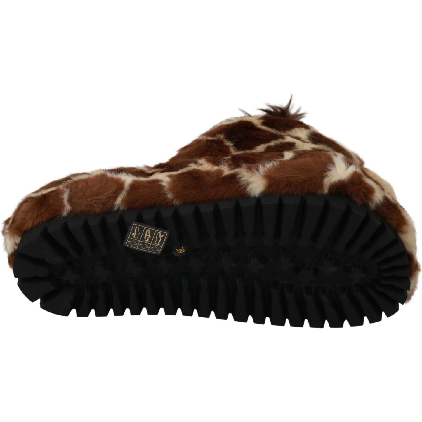 Dolce & Gabbana Brown Giraffe Slippers Flats Sandals Shoes Dolce & Gabbana