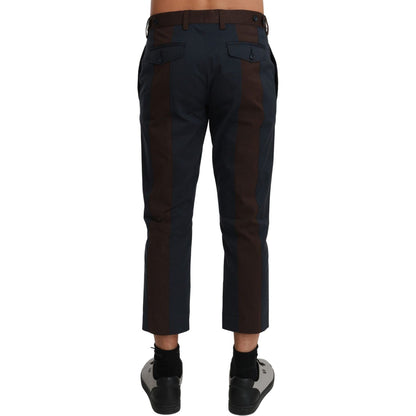 Dolce & Gabbana Brown Stripes Cropped Trousers Pants