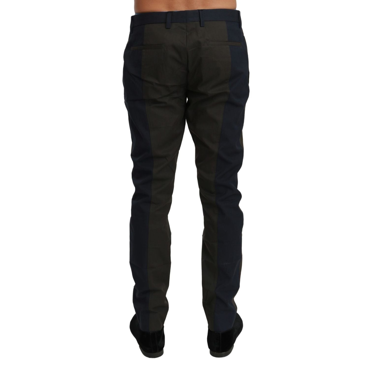 Dolce & Gabbana Blue Gray Stripes Trouser Cotton Pants