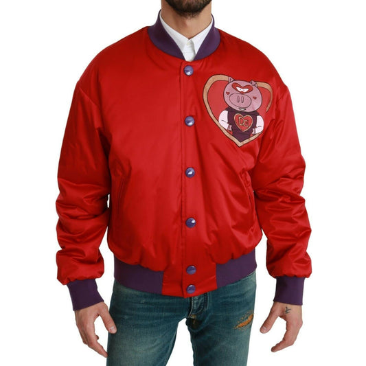 Dolce & Gabbana Red YEAR OF THE PIG Bomber Jacket Dolce & Gabbana
