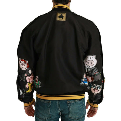 Dolce & Gabbana Black YEAR OF THE PIG Bomber Jacket Dolce & Gabbana