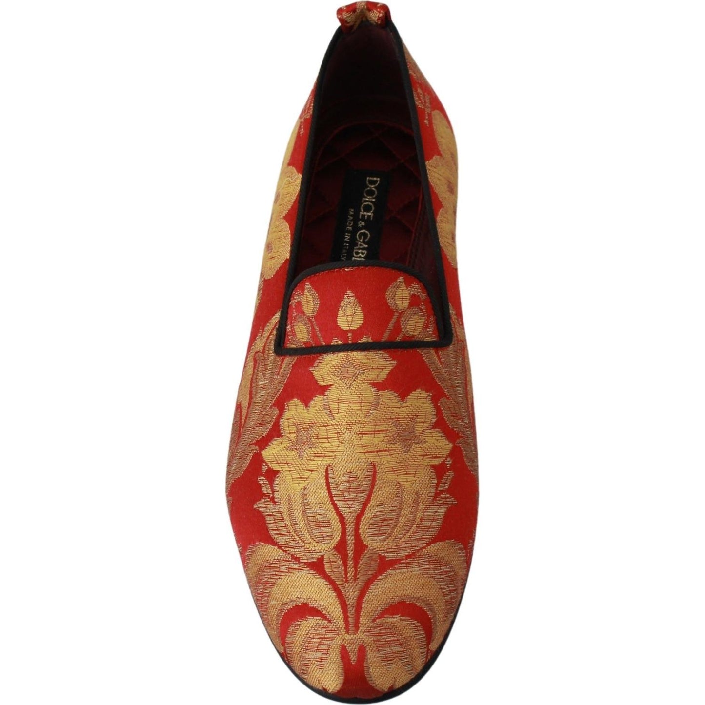 Dolce & Gabbana Red Gold Brocade Slippers Loafers Shoes Dolce & Gabbana