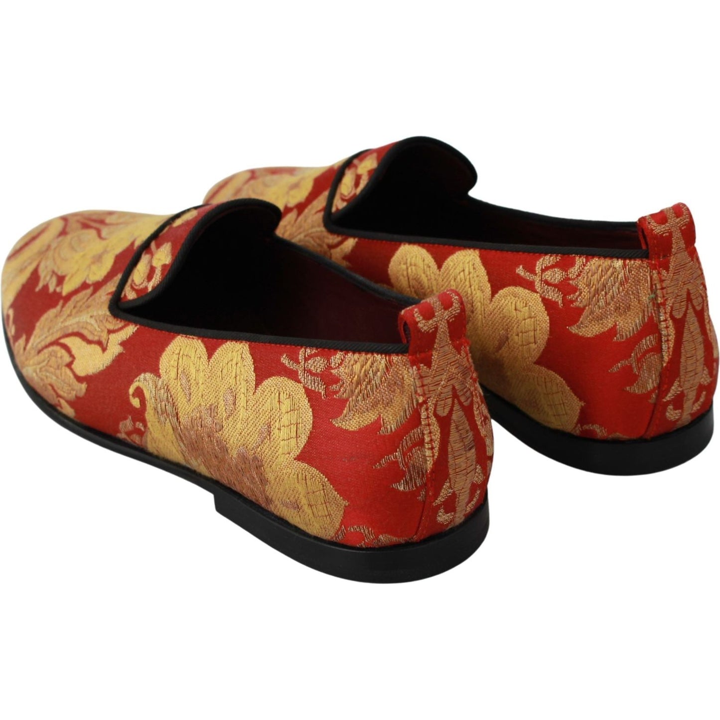 Dolce & Gabbana Red Gold Brocade Slippers Loafers Shoes Dolce & Gabbana