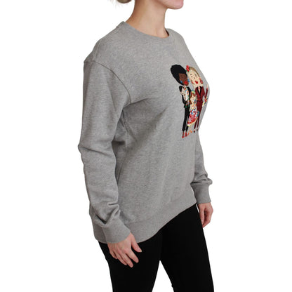 Dolce & Gabbana Gray #dgfamily Cotton Pullover Sweater Dolce & Gabbana