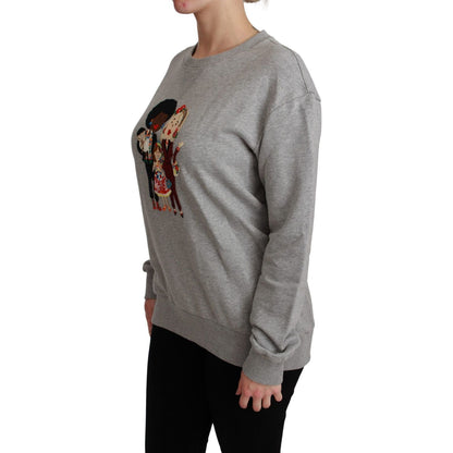 Dolce & Gabbana Gray #dgfamily Cotton Pullover Sweater Dolce & Gabbana