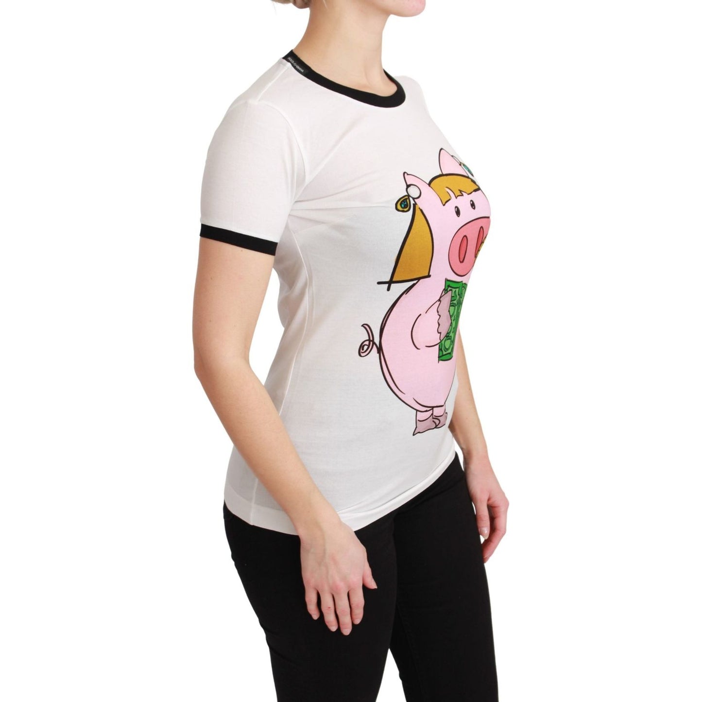 Dolce & Gabbana White YEAR OF THE PIG Top Cotton T-shirt Dolce & Gabbana