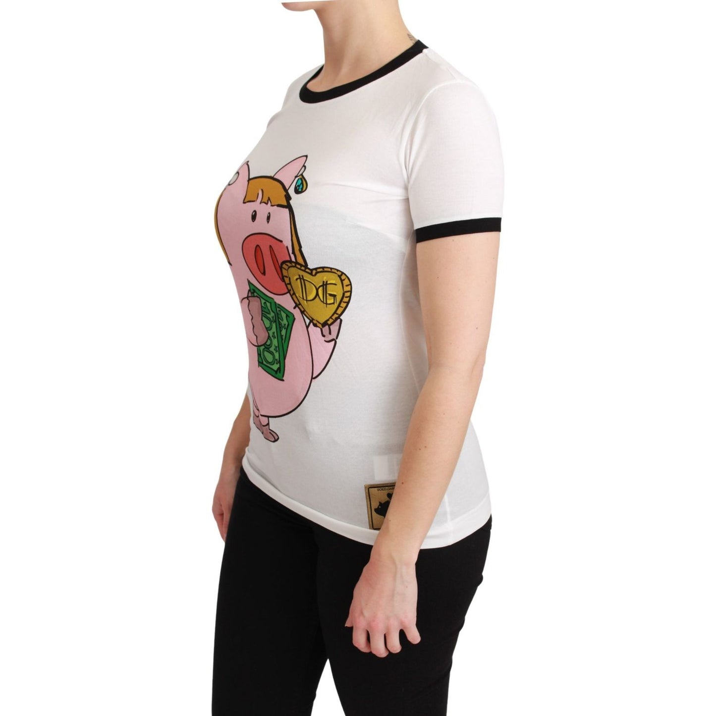 Dolce & Gabbana White YEAR OF THE PIG Top Cotton T-shirt Dolce & Gabbana