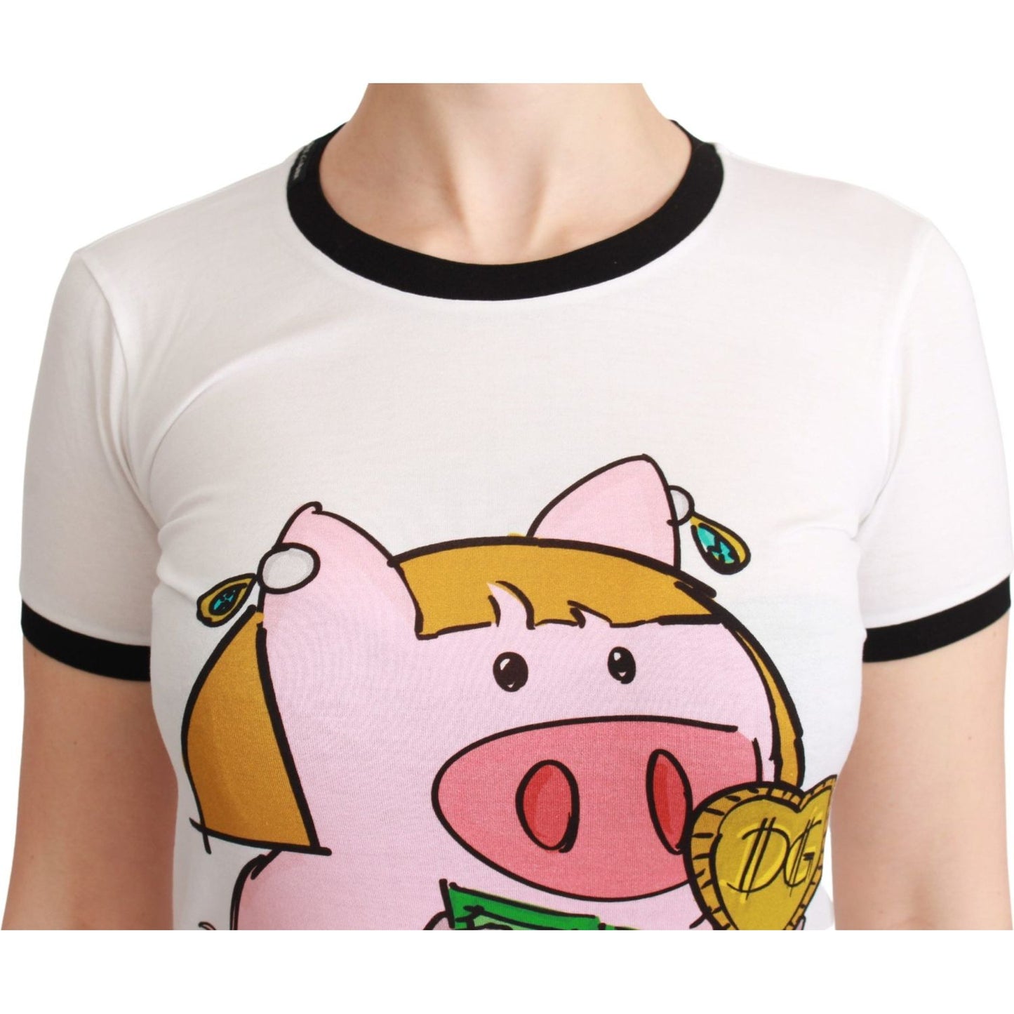 Dolce & Gabbana White YEAR OF THE PIG Top Cotton T-shirt Dolce & Gabbana
