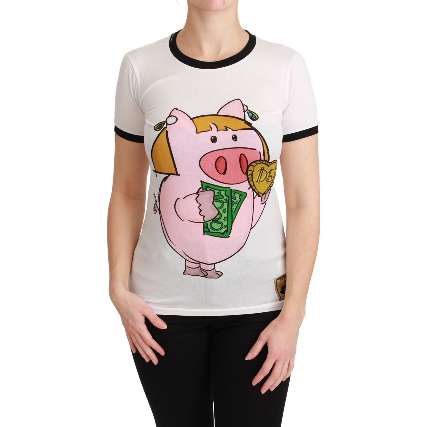 Dolce & Gabbana White YEAR OF THE PIG Top Cotton T-shirt Dolce & Gabbana