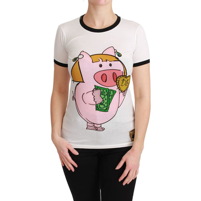 Dolce & Gabbana White YEAR OF THE PIG Top Cotton T-shirt Dolce & Gabbana