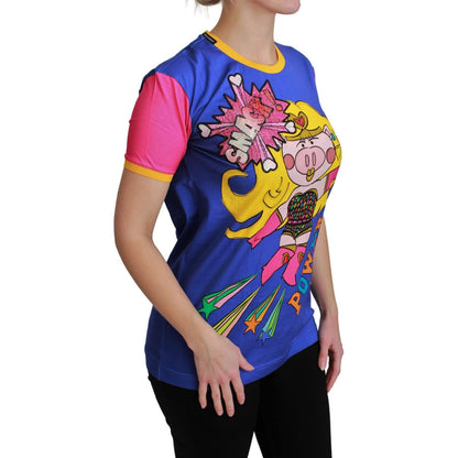 Dolce & Gabbana Purple PIG SUPERGIRL Top Cotton T-shirt Dolce & Gabbana