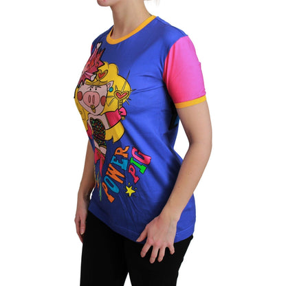 Dolce & Gabbana Purple PIG SUPERGIRL Top Cotton T-shirt Dolce & Gabbana