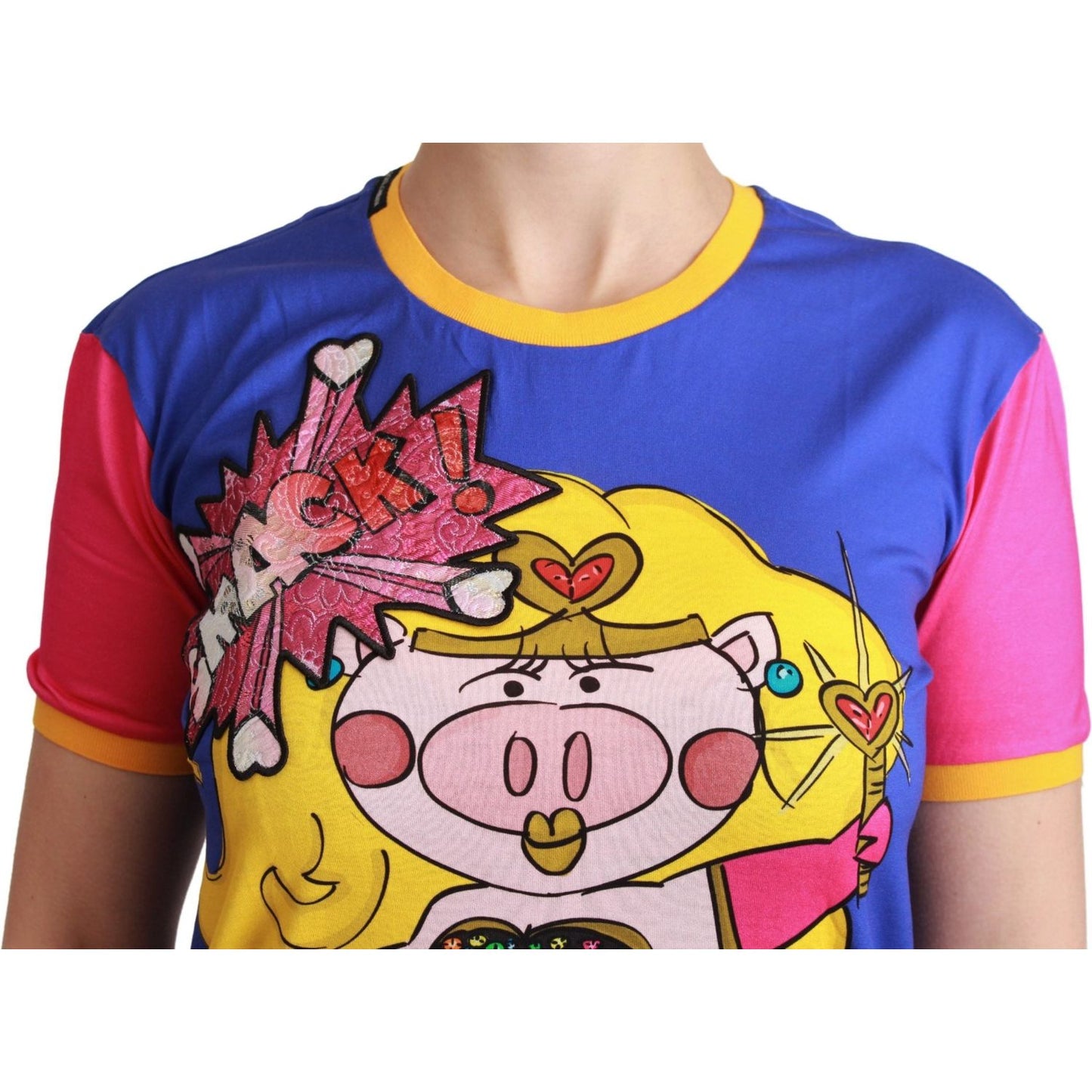 Dolce & Gabbana Purple PIG SUPERGIRL Top Cotton T-shirt Dolce & Gabbana