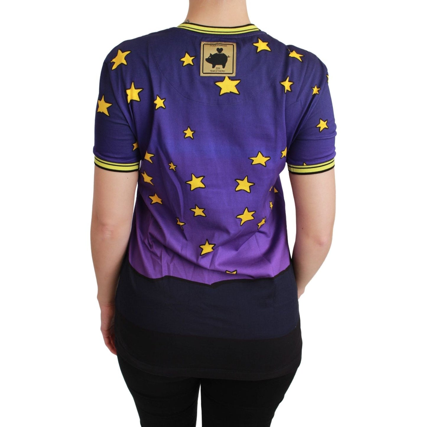 Dolce & Gabbana Purple YEAR OF THE PIG Top Cotton T-shirt Dolce & Gabbana