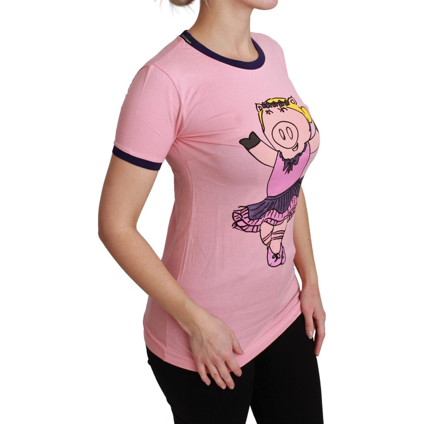 Dolce & Gabbana Pink YEAR OF THE PIG Top Cotton T-shirt Dolce & Gabbana
