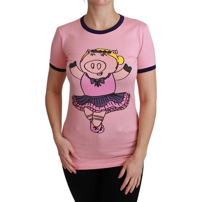 Dolce & Gabbana Pink YEAR OF THE PIG Top Cotton T-shirt Dolce & Gabbana