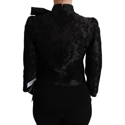 Dolce & Gabbana Black Floral Jacquard Blazer Silk Jacket Dolce & Gabbana