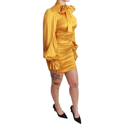 Dolce & Gabbana Yellow Silk Stretch Sheath Bodycon Mini Dress Dolce & Gabbana